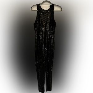 Women’s Black Sequin Jumpsuit Romper - Open Back - Date Night & Going Out Outfit